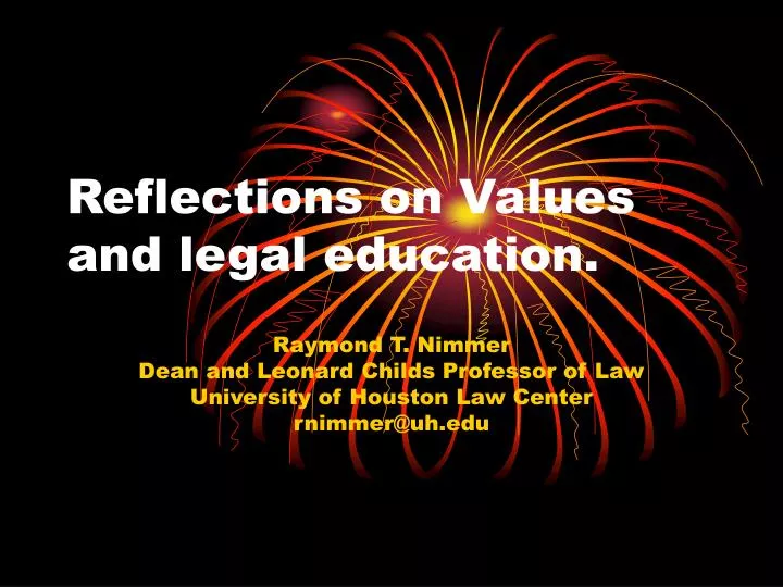 reflections on values and legal education n.