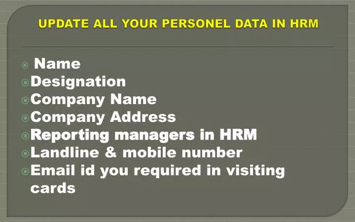 update all your personel data in hrm n.