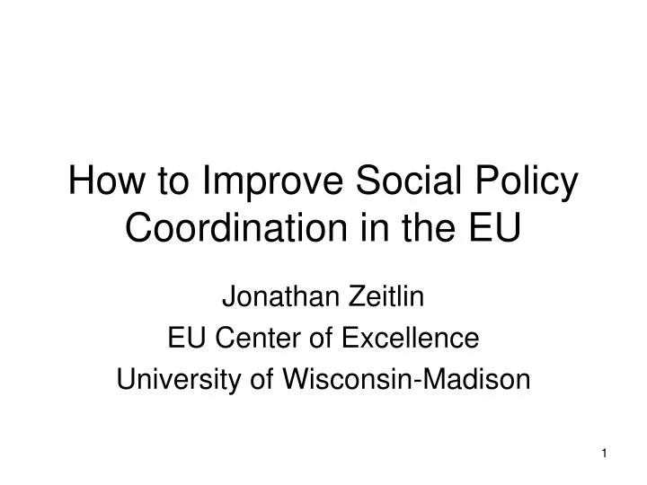 how to improve social policy coordination in the eu n.