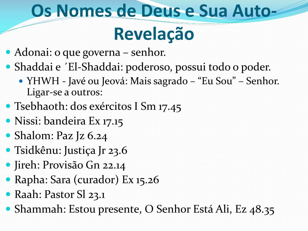 Estudo sobre os nomes de Deus