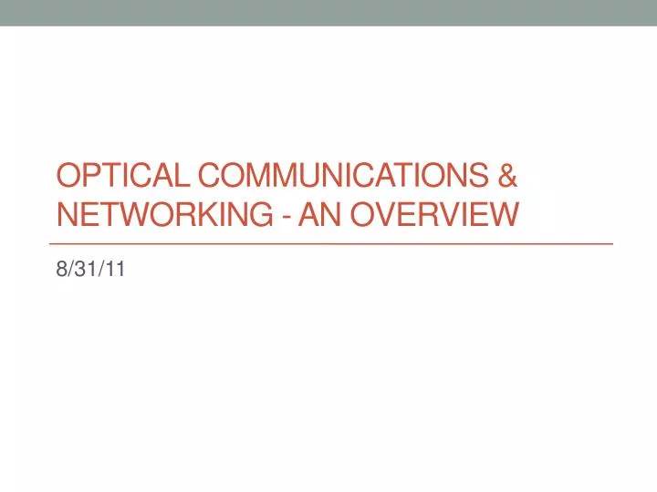 optical communications networking an overview n.