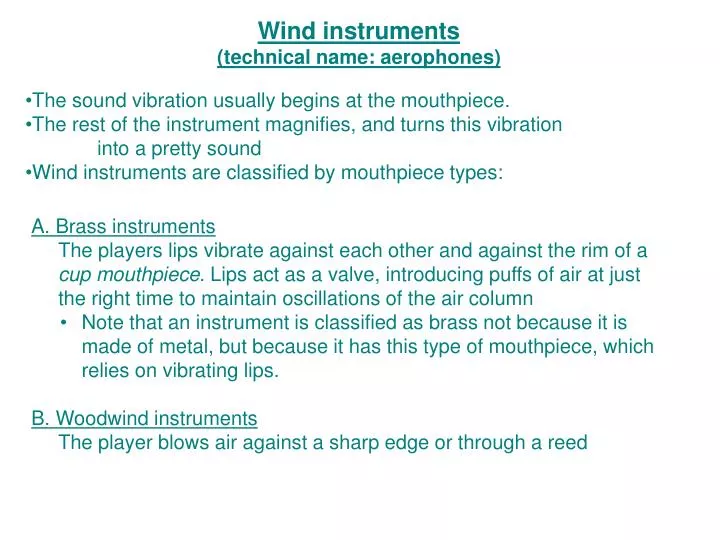 PPT - Wind instruments (technical name: aerophones) PowerPoint ...