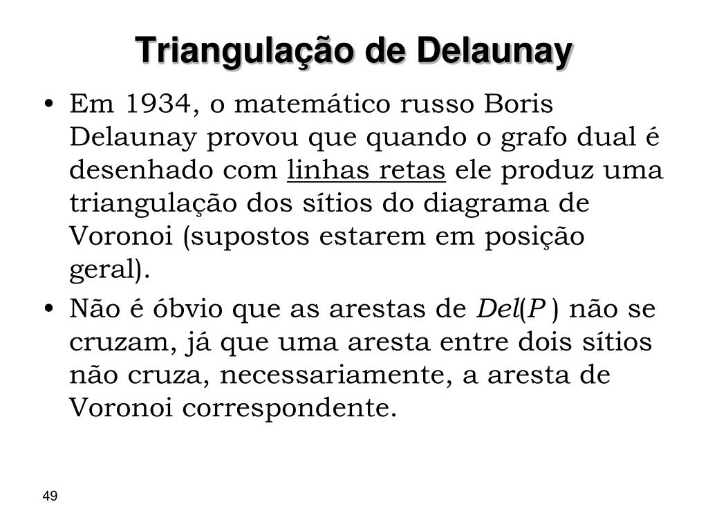 TriangulaçTriangulaç˜Triangulação de Delaunay para definir valores de