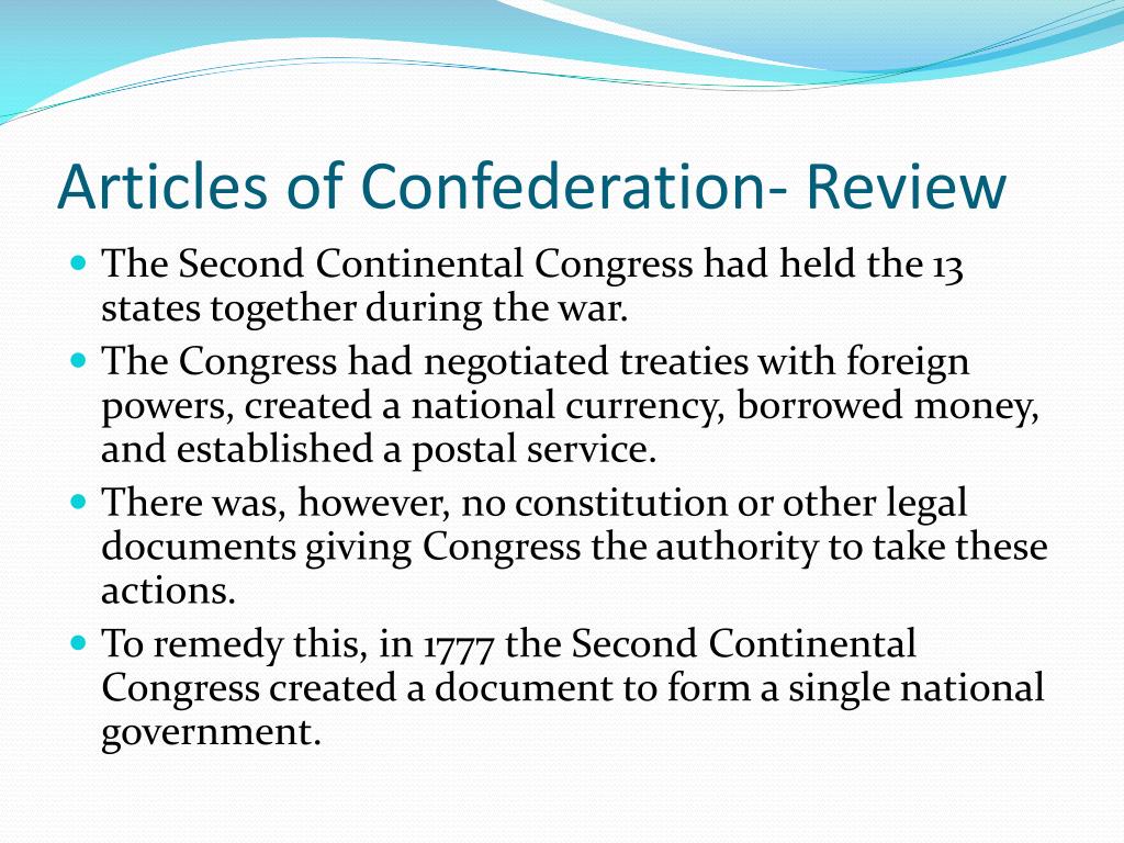 articles of confederation thesis statement