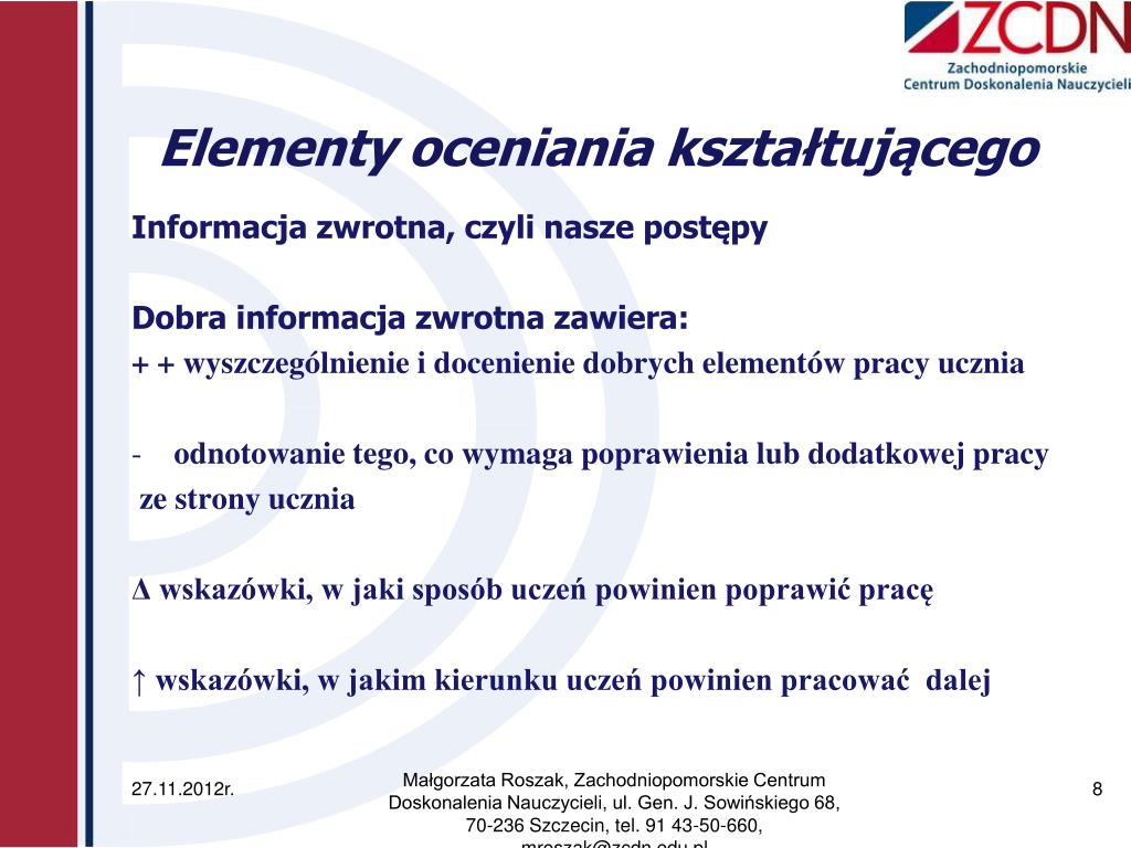 Ocenianie Kształtujące Scenariusz Lekcji Języka Polskiego PPT - Ocenianie kształtujące na lekcjach języka polskiego PowerPoint