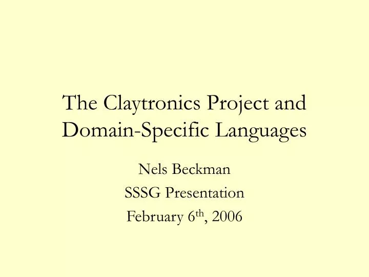 the claytronics project and domain specific languages n.