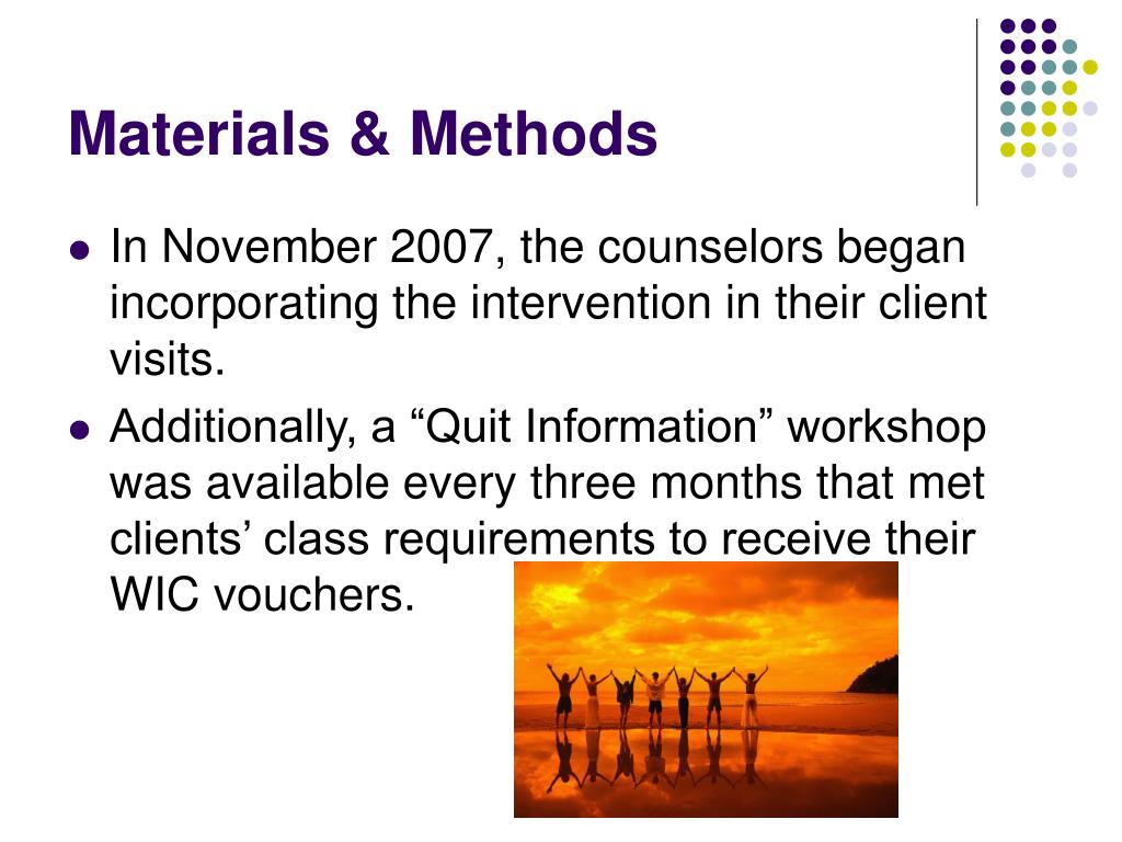 PPT A Tobacco Cessation and Relapse Prevention Program Designed for use in a WIC Clinic