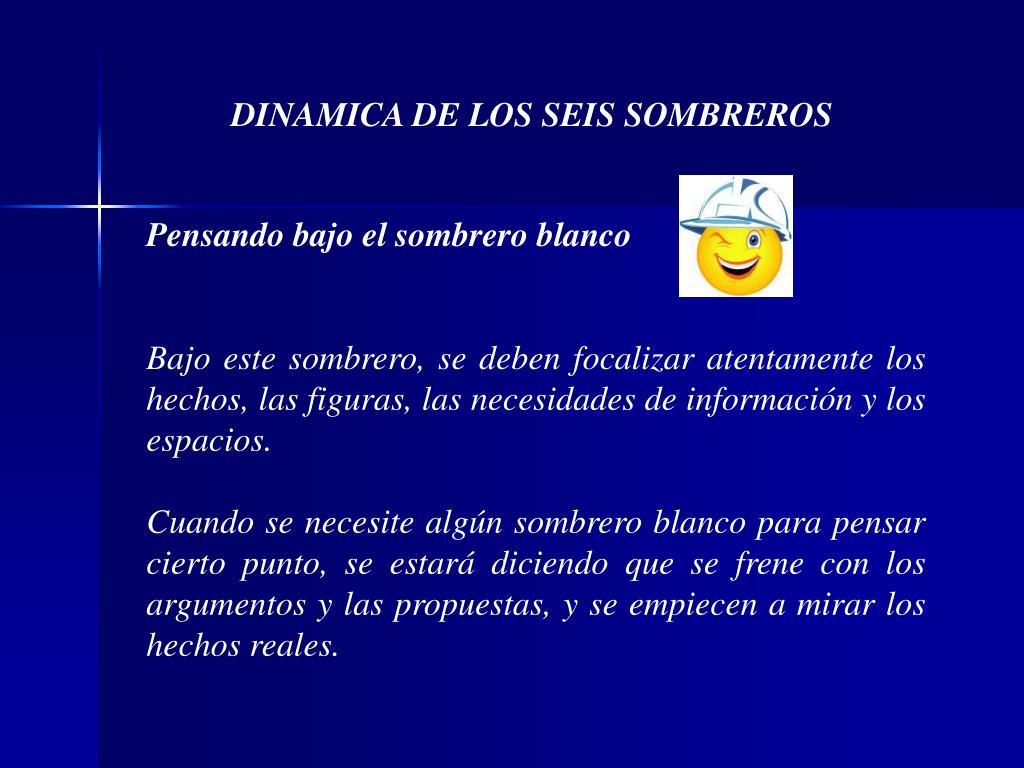 PPT - DINAMICA DE LOS SEIS SOMBREROS PowerPoint Presentation, free download  - ID:1112296