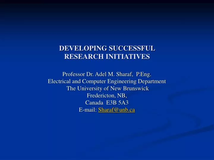 developing successful research initiatives n.