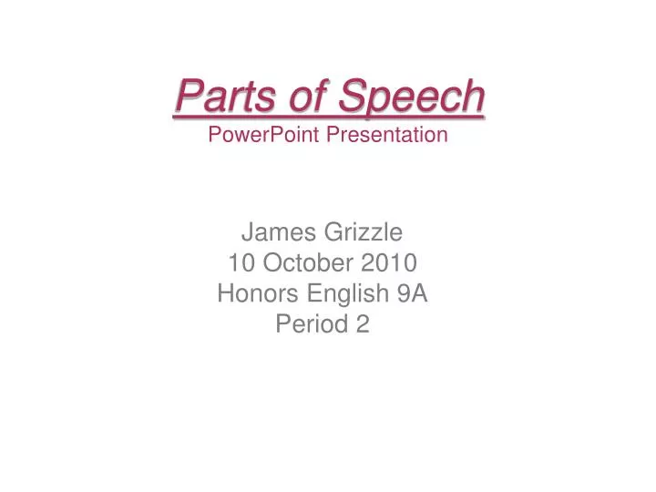 parts of speech powerpoint presentation n.