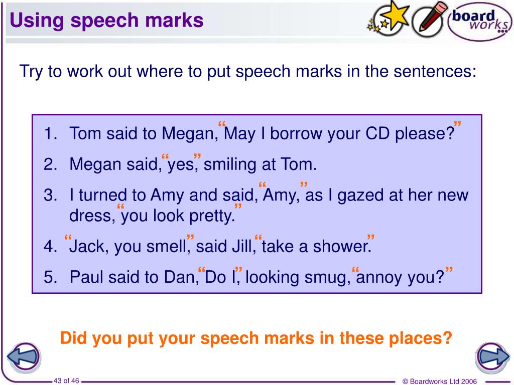 speech marks write