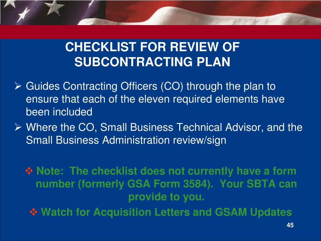 PPT - Subcontracting for the Prime Contractor and the Contracting With Small Business Subcontracting Plan Template