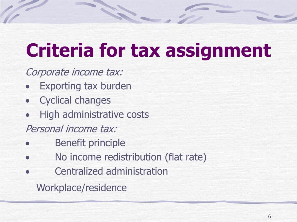 tax of assignment