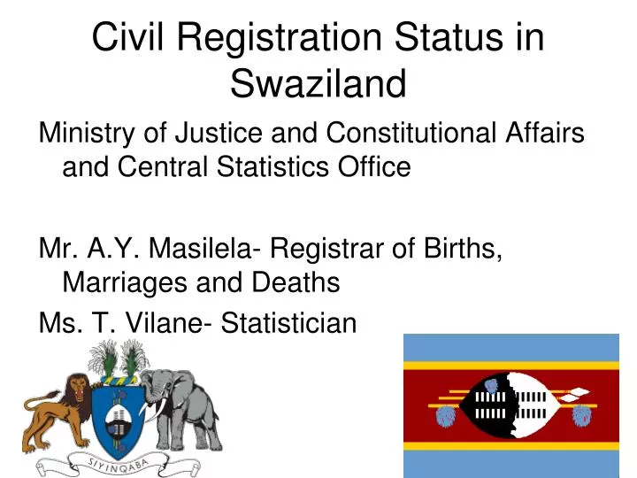 civil registration status in swaziland n.