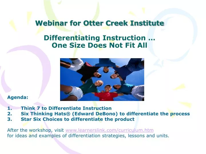 webinar for otter creek institute differentiating instruction one size does not fit all n.