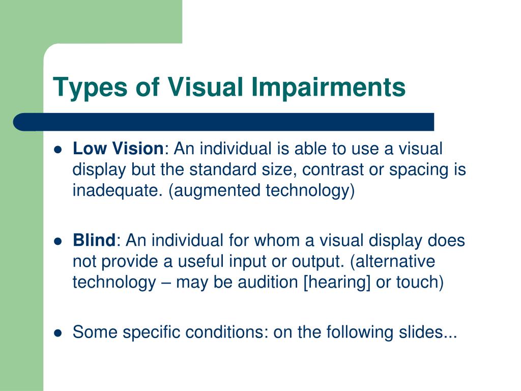 presentation of visual impairment