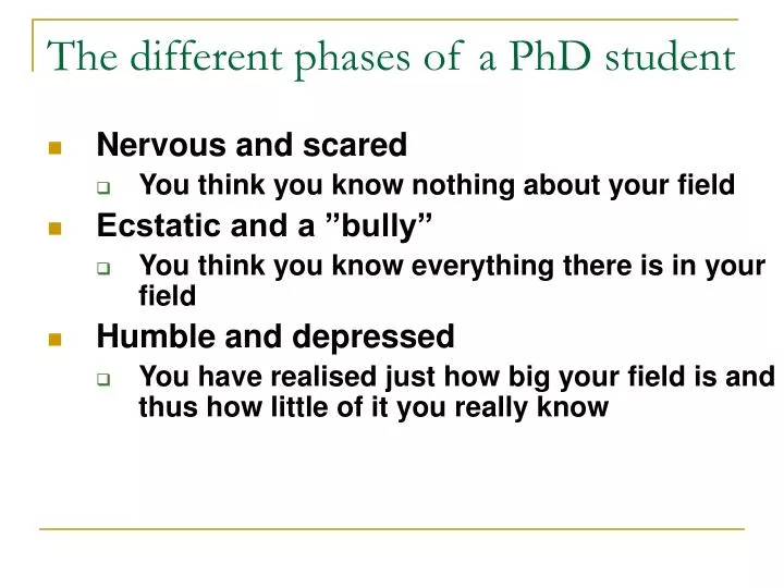 the different phases of a phd student n.