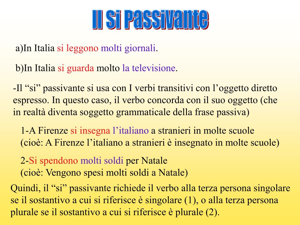 PPT - Il Si Passivante PowerPoint Presentation, free download - ID:1119367