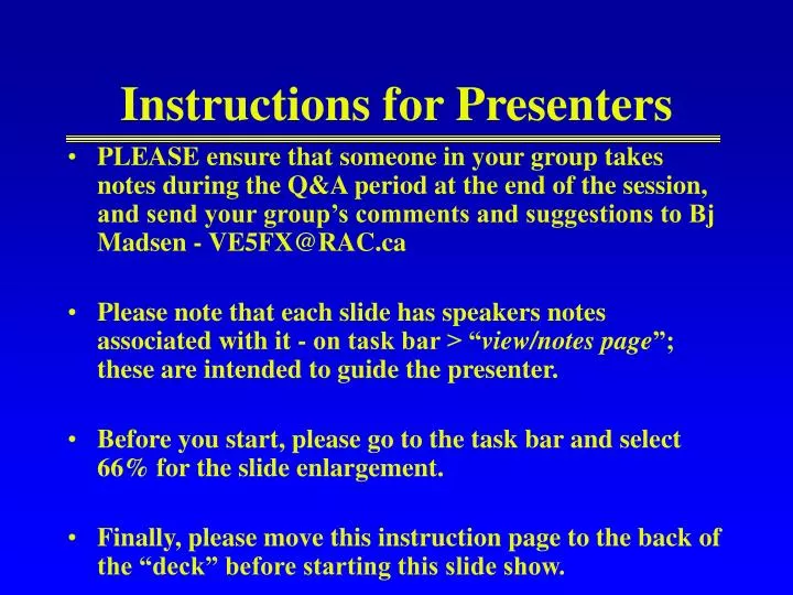 Ppt Instructions For Presenters Powerpoint Presentation Free