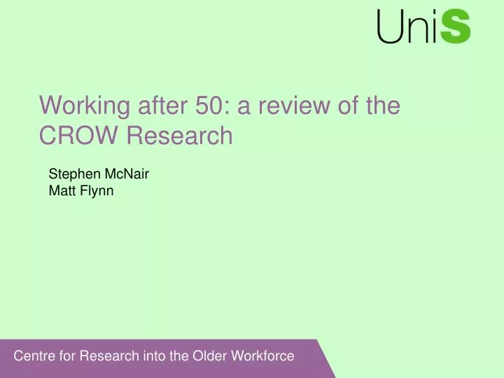 working after 50 a review of the crow research n.