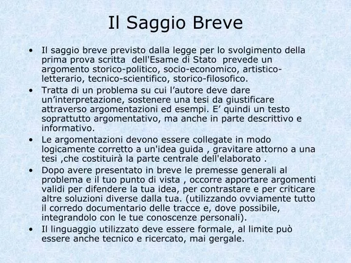 Come Si Fanno I Saggi Brevi PPT - Il Saggio Breve PowerPoint Presentation, free download - ID:1123808