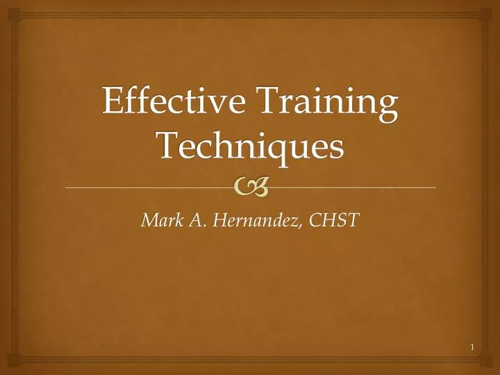 effective training techniques n.