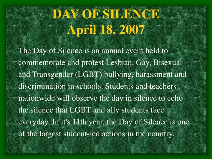 day of silence april 18 2007 n.
