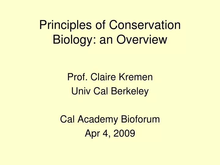 principles of conservation biology an overview n.