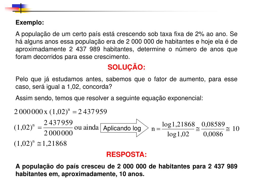 PPT - Algumas Aplicações das Funções Exponenciais PowerPoint Presentation -  ID:1128224, image size:1024x768