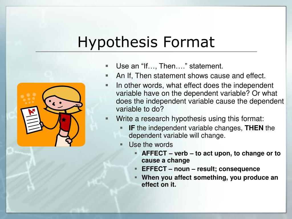 science hypothesis format