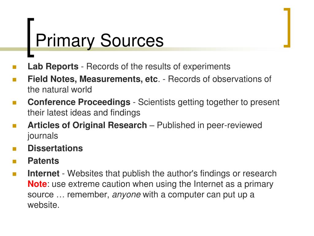 are research reports primary sources
