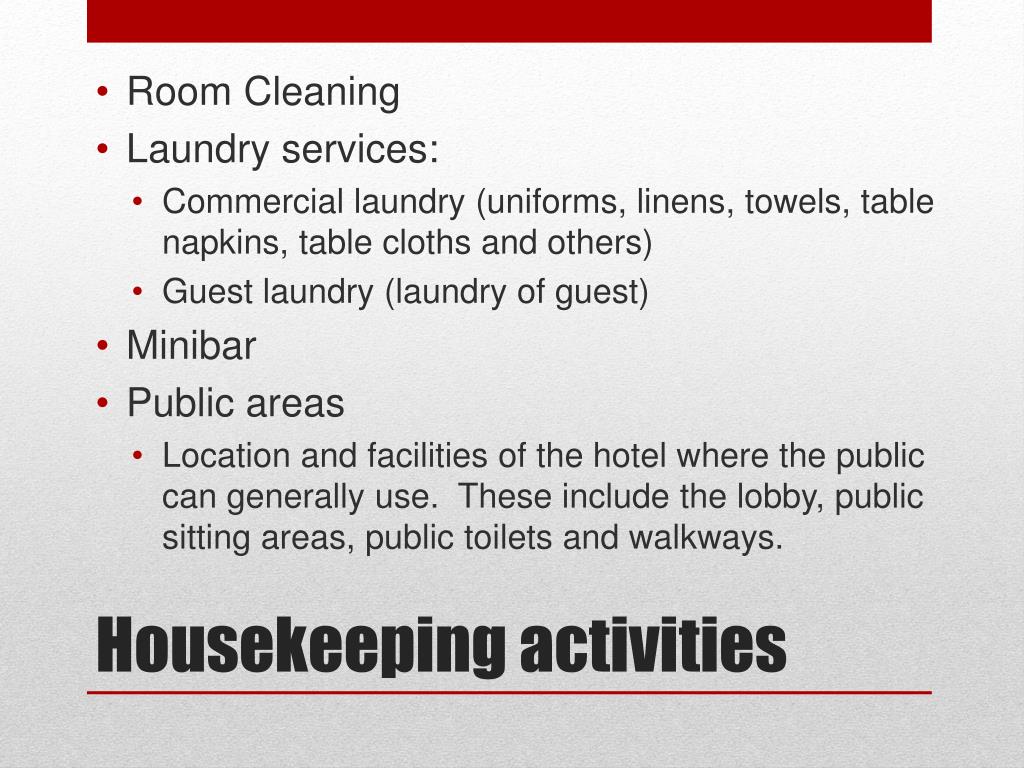 housekeeping assignment topics for students