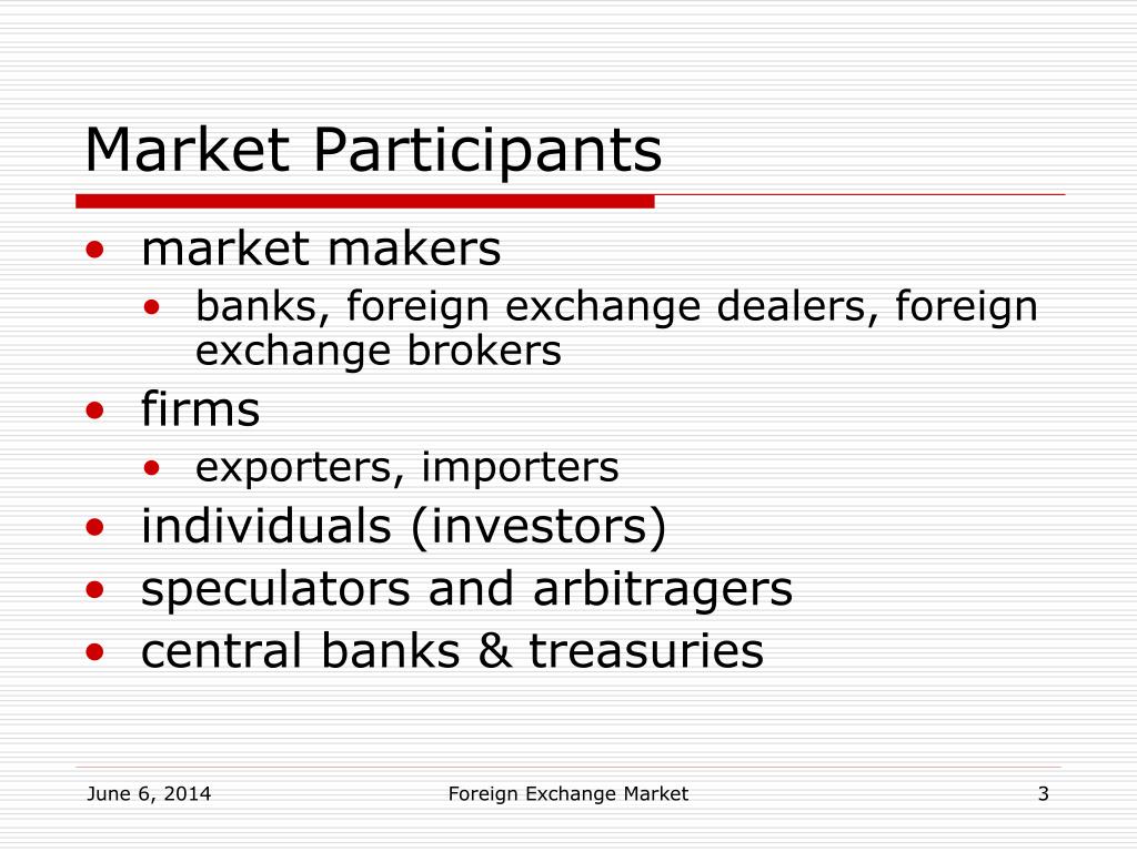 Role of participants in foreign exchange market