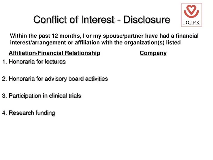 PPT - Conflict Of Interest - Disclosure PowerPoint Presentation, Free ...