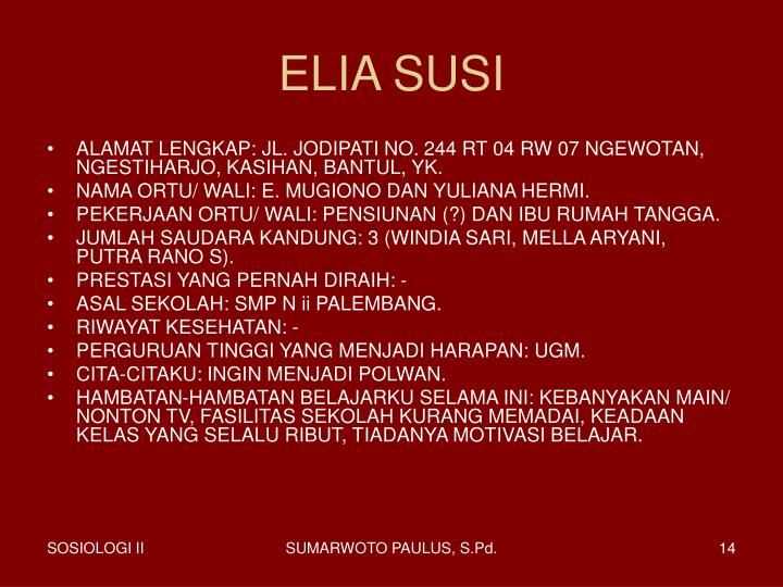 PPT - DAFTAR IDENTIFIKASI SISWA XI IPS 1 PowerPoint 