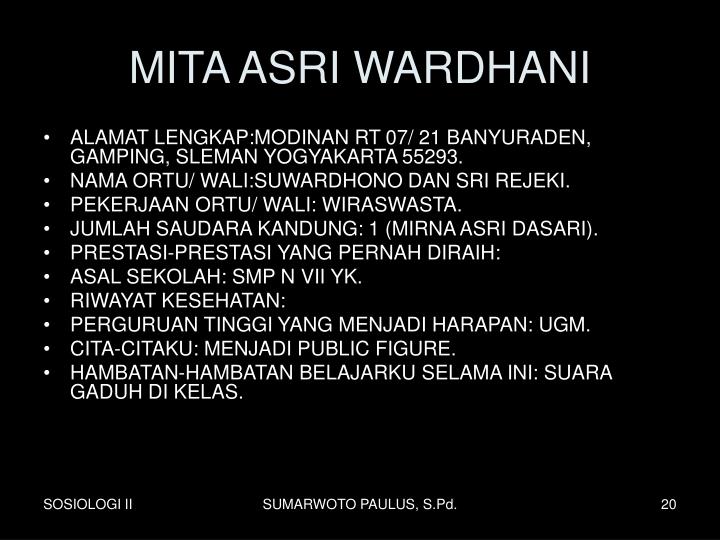 PPT - DAFTAR IDENTIFIKASI SISWA XI IPS 1 PowerPoint 