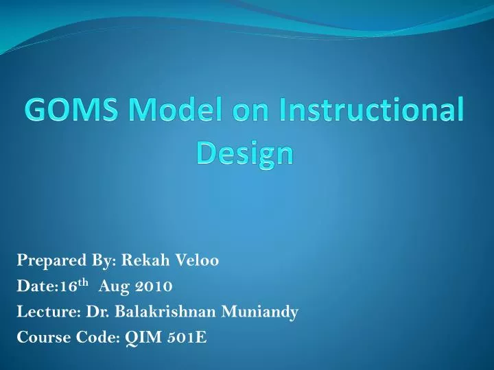 goms model on instructional design n.