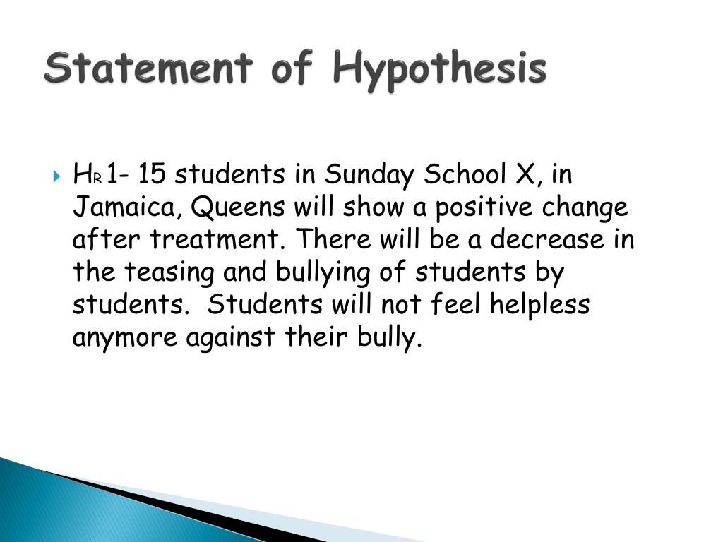 statement of hypothesis about bullying