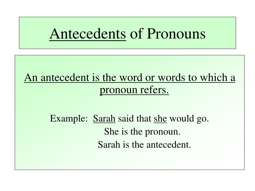 PPT Pronouns And Their Antecedents PowerPoint Presentation Free Download ID 1141310