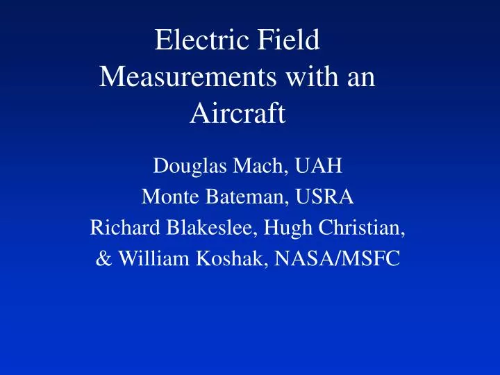 electric field measurements with an aircraft n.