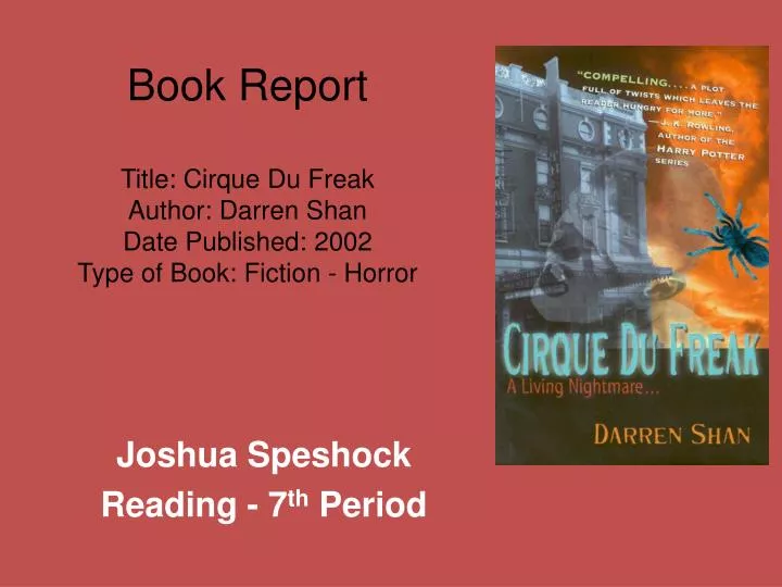 cirque du freak book report Cirque du freak (the vampire’s assistant) book 2 then evra and darren left the cirque du freak and on his way he couldn’t stop thinking about blood report. cirque du freak book report Cirque du freak (the vampire’s assistant) book 2 then evra and darren left the cirque du freak and on his way he couldn’t stop thinking about blood report.