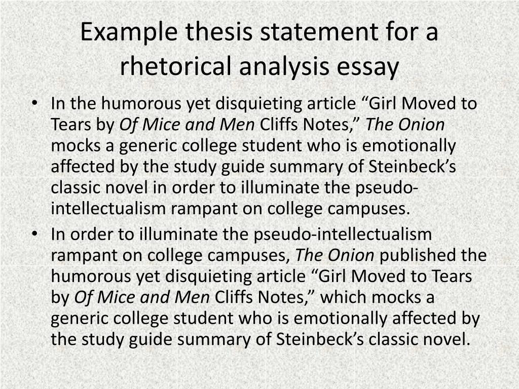rhetorical analysis essay thesis example