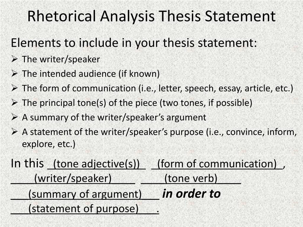 good rhetorical analysis thesis example