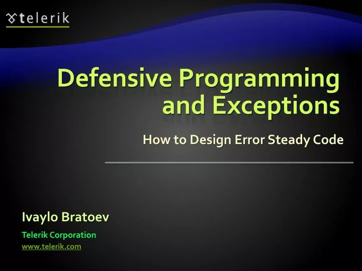 defensive programming and exceptions n.