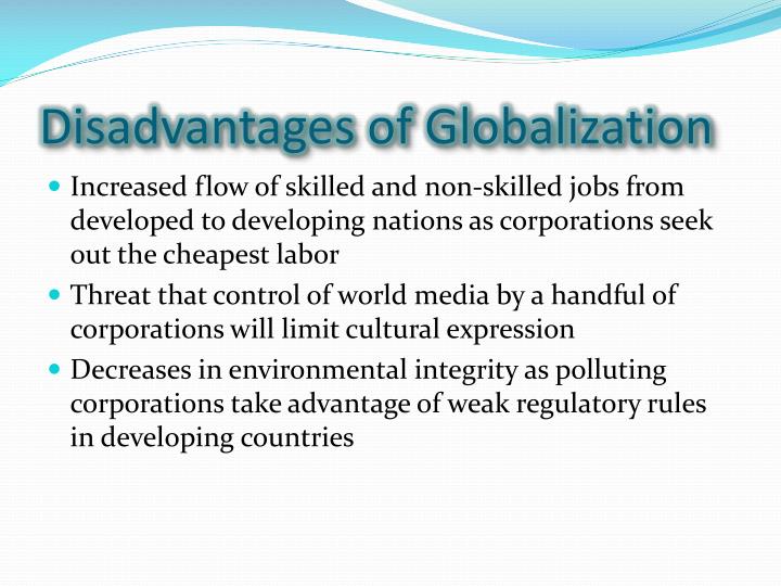 Advantages and disadvantages of globalization poster