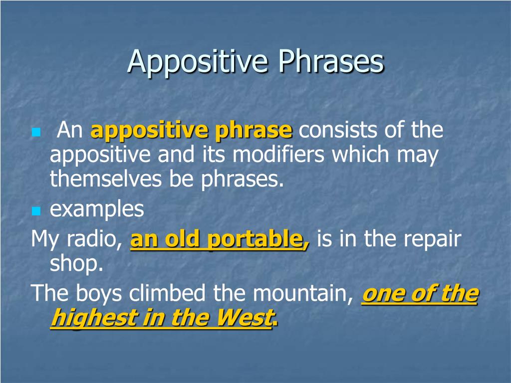 PPT The Appositive And Appositive Phrase PowerPoint Presentation Free Download ID 1146788