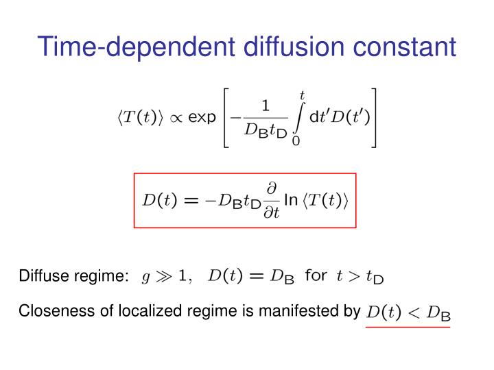 Time Dependent Diffusion Equation – VLFG