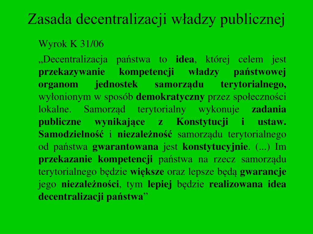 Wyjaśnij Na Czym Polega Decentralizacja Władzy Publicznej PPT - Konstytucyjny system organów państwowych PowerPoint Presentation