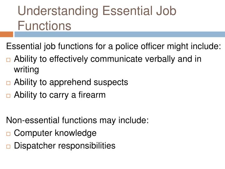 Essential functions of a job definition