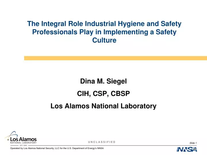the integral role industrial hygiene and safety professionals play in implementing a safety culture n.